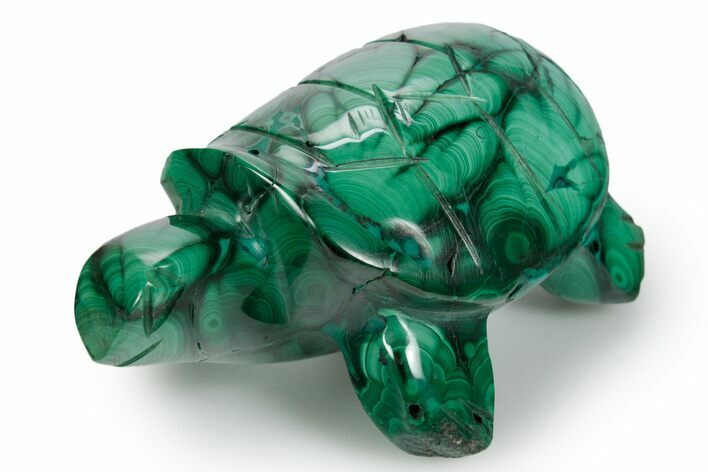 Flowery Malachite Turtle Carving - DR Congo #349305